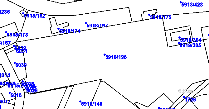 Parcela st. 5918/196 v KÚ Kladno, Katastrální mapa