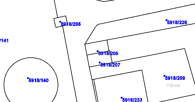 Parcela st. 5918/206 v KÚ Kladno, Katastrální mapa