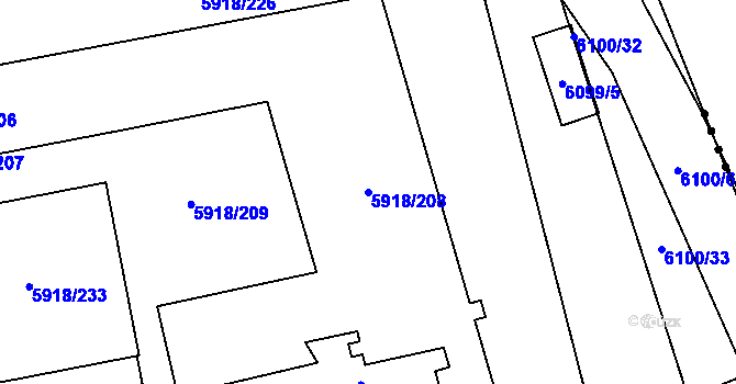 Parcela st. 5918/208 v KÚ Kladno, Katastrální mapa