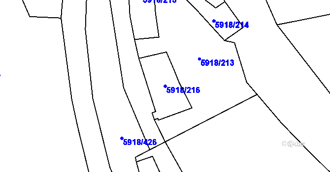 Parcela st. 5918/216 v KÚ Kladno, Katastrální mapa