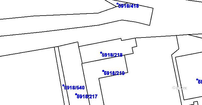 Parcela st. 5918/218 v KÚ Kladno, Katastrální mapa