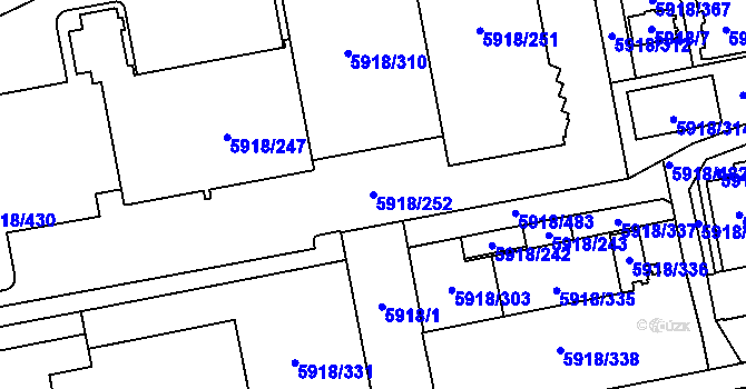 Parcela st. 5918/252 v KÚ Kladno, Katastrální mapa