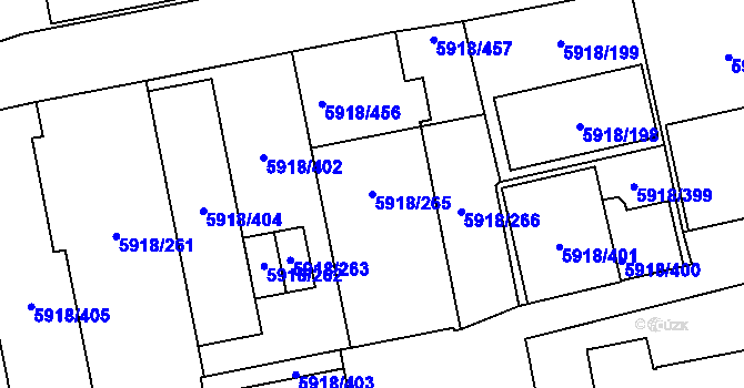 Parcela st. 5918/265 v KÚ Kladno, Katastrální mapa