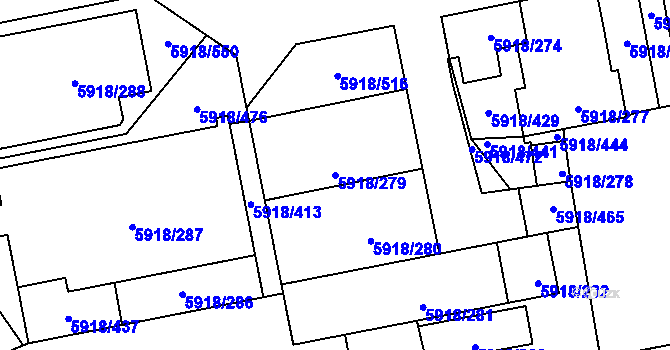 Parcela st. 5918/279 v KÚ Kladno, Katastrální mapa