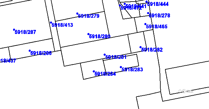 Parcela st. 5918/281 v KÚ Kladno, Katastrální mapa