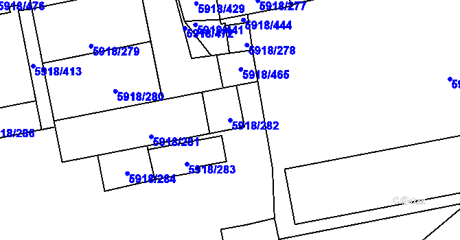 Parcela st. 5918/282 v KÚ Kladno, Katastrální mapa