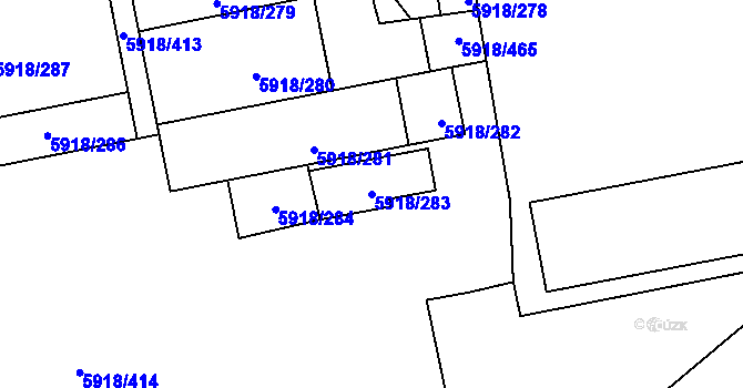 Parcela st. 5918/283 v KÚ Kladno, Katastrální mapa