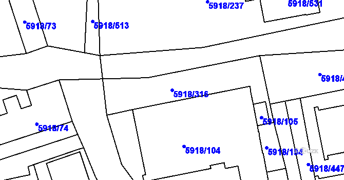 Parcela st. 5918/316 v KÚ Kladno, Katastrální mapa