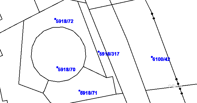 Parcela st. 5918/317 v KÚ Kladno, Katastrální mapa