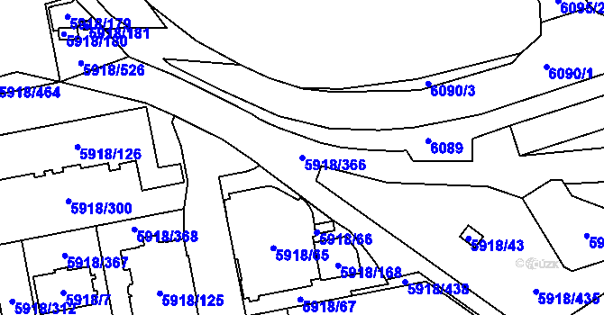 Parcela st. 5918/366 v KÚ Kladno, Katastrální mapa
