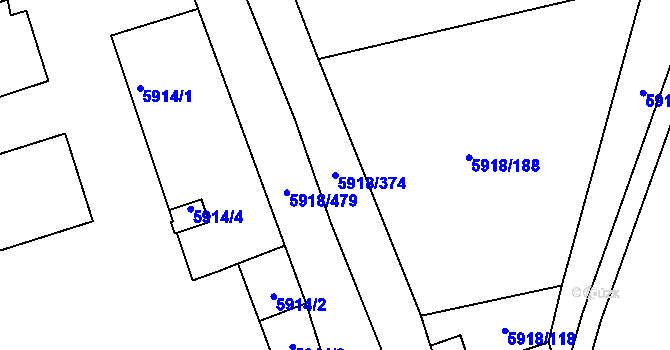 Parcela st. 5918/374 v KÚ Kladno, Katastrální mapa