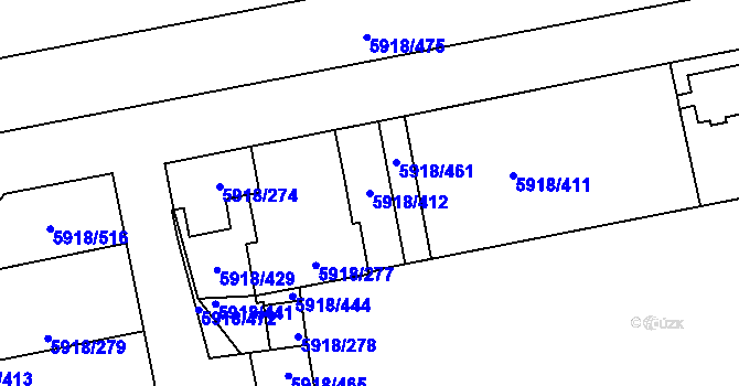Parcela st. 5918/412 v KÚ Kladno, Katastrální mapa