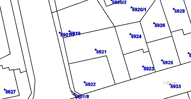 Parcela st. 5921 v KÚ Kladno, Katastrální mapa