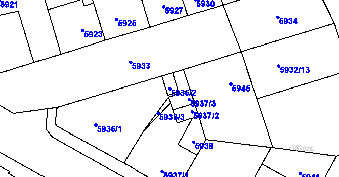 Parcela st. 5936/2 v KÚ Kladno, Katastrální mapa