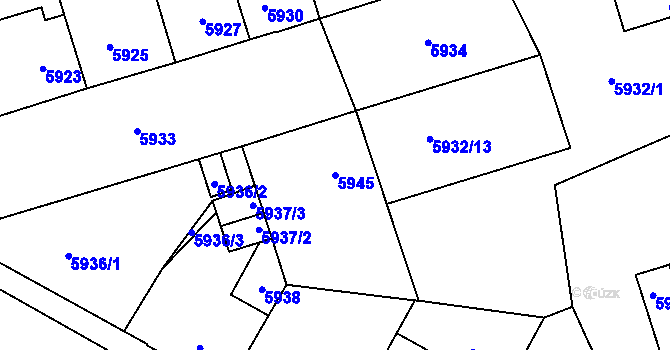 Parcela st. 5945 v KÚ Kladno, Katastrální mapa