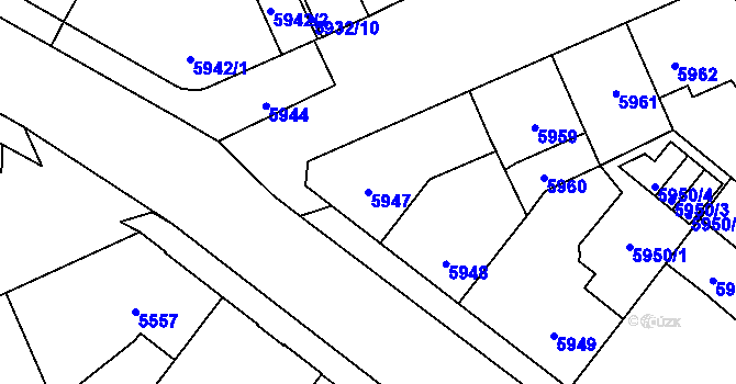 Parcela st. 5947 v KÚ Kladno, Katastrální mapa