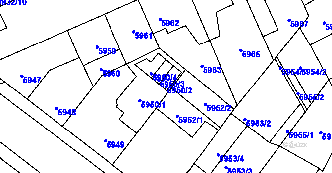 Parcela st. 5950/2 v KÚ Kladno, Katastrální mapa
