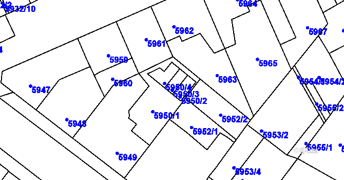 Parcela st. 5950/3 v KÚ Kladno, Katastrální mapa