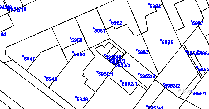 Parcela st. 5950/4 v KÚ Kladno, Katastrální mapa