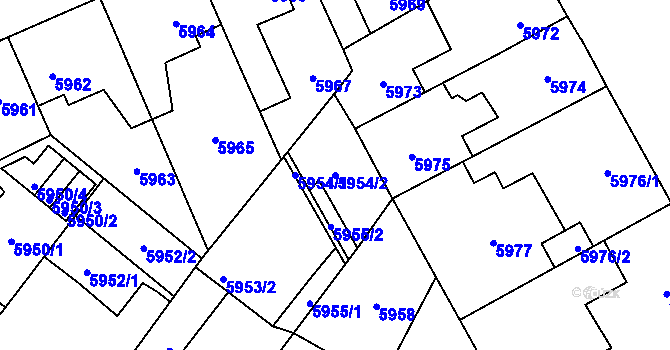 Parcela st. 5954/2 v KÚ Kladno, Katastrální mapa