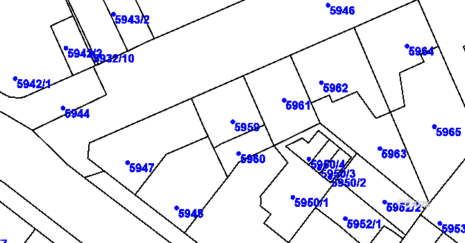 Parcela st. 5959 v KÚ Kladno, Katastrální mapa