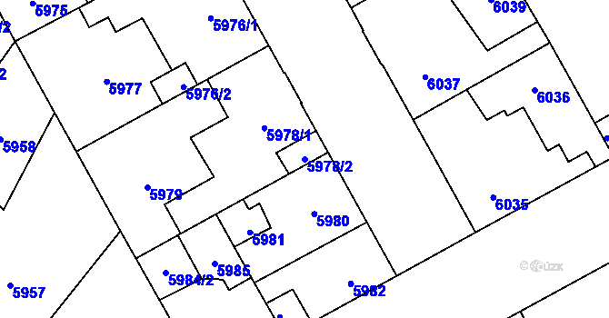 Parcela st. 5978/2 v KÚ Kladno, Katastrální mapa