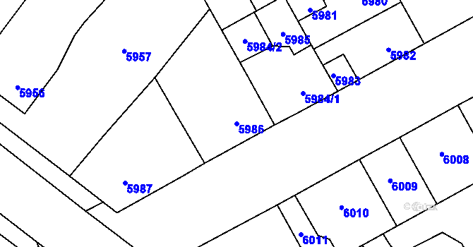 Parcela st. 5986 v KÚ Kladno, Katastrální mapa