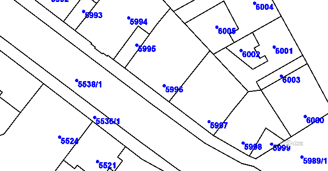 Parcela st. 5996 v KÚ Kladno, Katastrální mapa