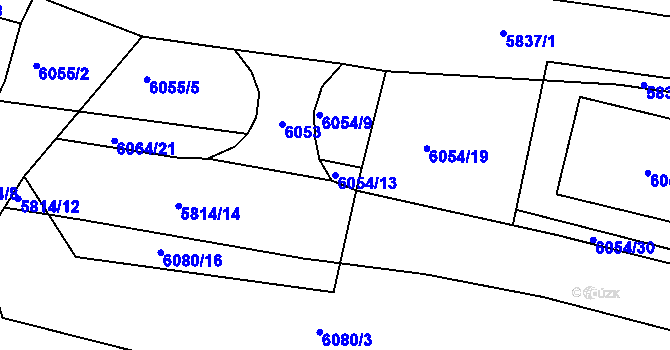 Parcela st. 6054/13 v KÚ Kladno, Katastrální mapa