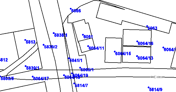 Parcela st. 6064/11 v KÚ Kladno, Katastrální mapa