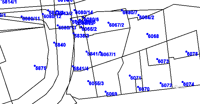 Parcela st. 6067/1 v KÚ Kladno, Katastrální mapa