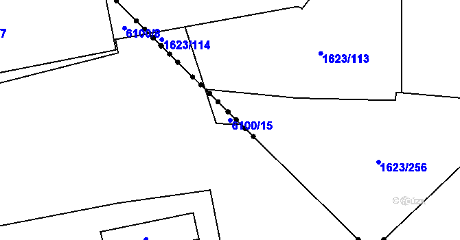 Parcela st. 6100/15 v KÚ Kladno, Katastrální mapa