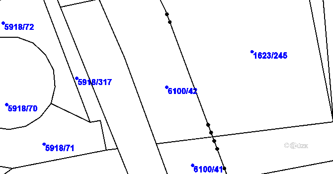 Parcela st. 6100/42 v KÚ Kladno, Katastrální mapa