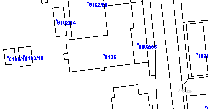 Parcela st. 6106 v KÚ Kladno, Katastrální mapa