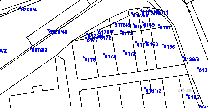 Parcela st. 6174 v KÚ Kladno, Katastrální mapa
