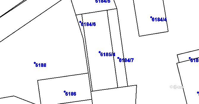Parcela st. 6185/4 v KÚ Kladno, Katastrální mapa