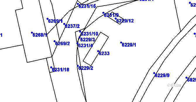 Parcela st. 6233 v KÚ Kladno, Katastrální mapa