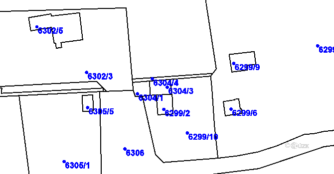 Parcela st. 6304/3 v KÚ Kladno, Katastrální mapa