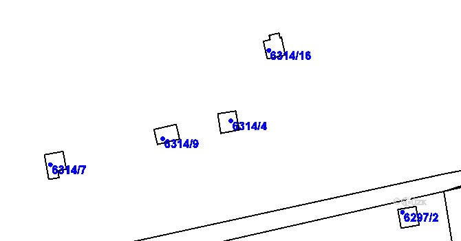 Parcela st. 6314/4 v KÚ Kladno, Katastrální mapa