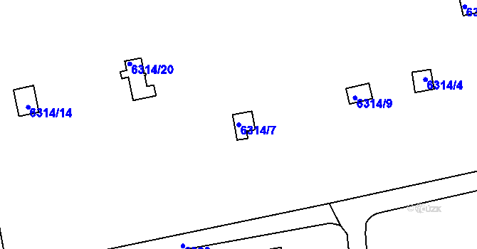 Parcela st. 6314/7 v KÚ Kladno, Katastrální mapa