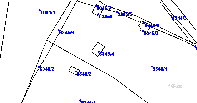 Parcela st. 6345/4 v KÚ Kladno, Katastrální mapa