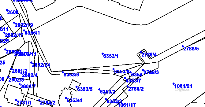 Parcela st. 6353/1 v KÚ Kladno, Katastrální mapa