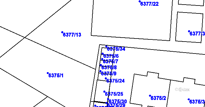 Parcela st. 6375/6 v KÚ Kladno, Katastrální mapa