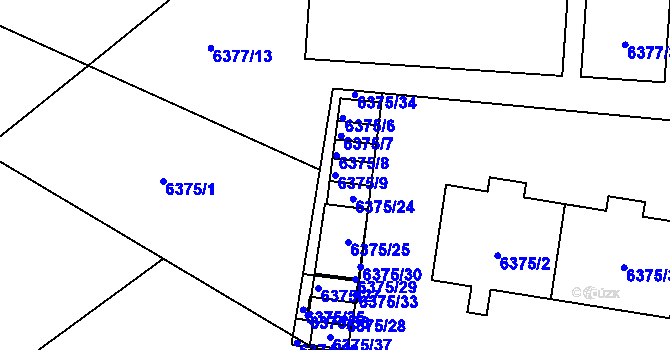 Parcela st. 6375/9 v KÚ Kladno, Katastrální mapa