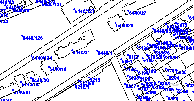 Parcela st. 6440/1 v KÚ Kladno, Katastrální mapa