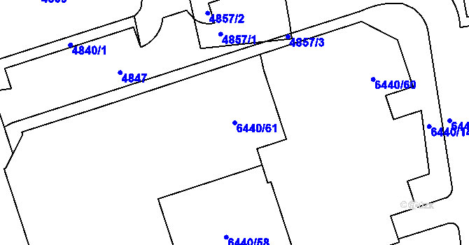 Parcela st. 6440/61 v KÚ Kladno, Katastrální mapa