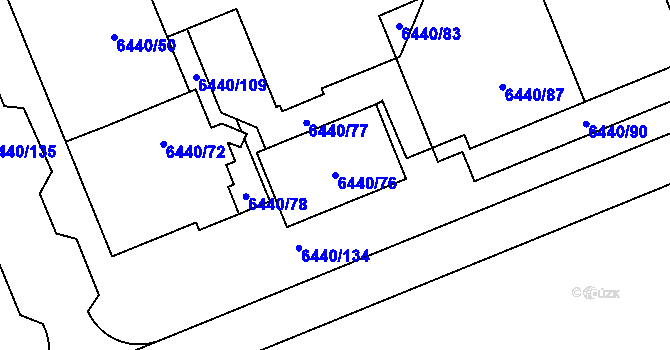 Parcela st. 6440/76 v KÚ Kladno, Katastrální mapa