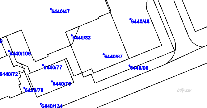 Parcela st. 6440/87 v KÚ Kladno, Katastrální mapa