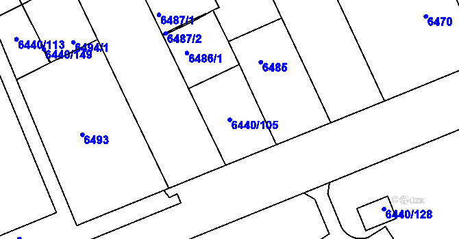 Parcela st. 6440/105 v KÚ Kladno, Katastrální mapa