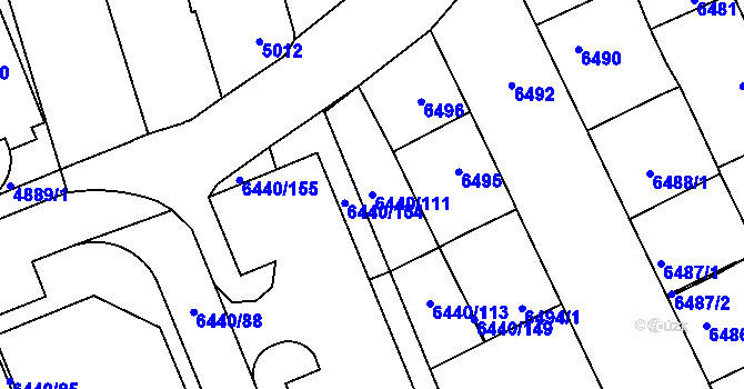 Parcela st. 6440/111 v KÚ Kladno, Katastrální mapa